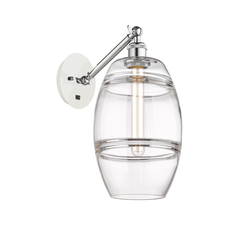Applique murale en acier Vaz, Chrome poli blanc, Transparent