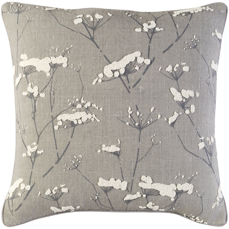 Alora Square Linen Pillow Cover, 22" H x 22" W x 4" D, Mauve/Cream, Poly Fill