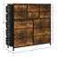 Organisateur de commode haut en tissu à 12 tiroirs - Structure en métal robuste, plateau en bois, poches latérales et crochets - Armoire de rangement peu encombrante pour chambre à coucher, salon, couloir - brun rustique