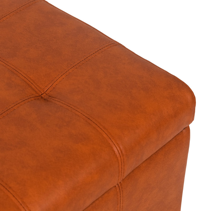  Banc de rangement rembourré en similicuir 51 po, Brun-roux