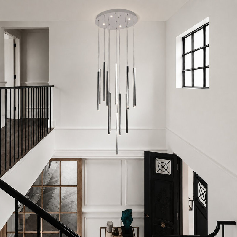 Lustre suspendu en cristal 16 lumières Modern, Chrome