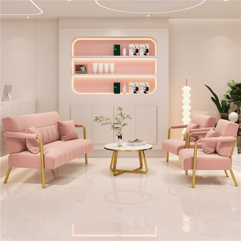 Color 2 Seater Loveseat ,143 CM wide  Sofa Couch, Pink