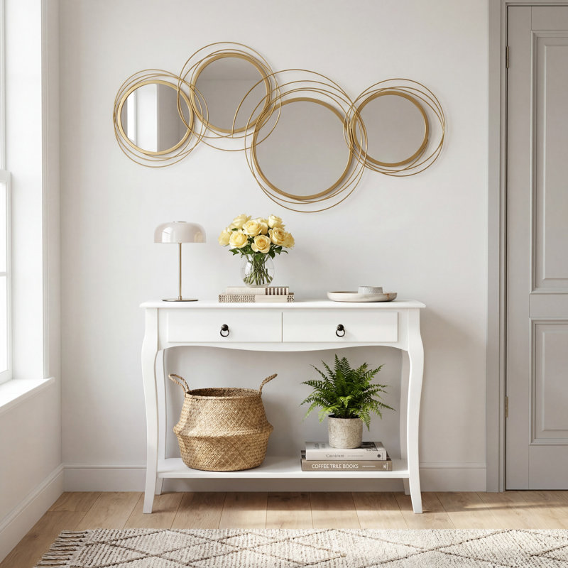 107cm Irregular Wall Mirror Metal Asymmetrical Mirror for Hallway Living Room Bedroom Dining Room, Gold