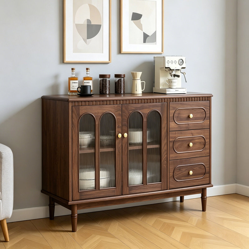 Buffet de rangement en bois massif rétro de style français, H 35,43 po x l 47,24 po x P 15,74 po