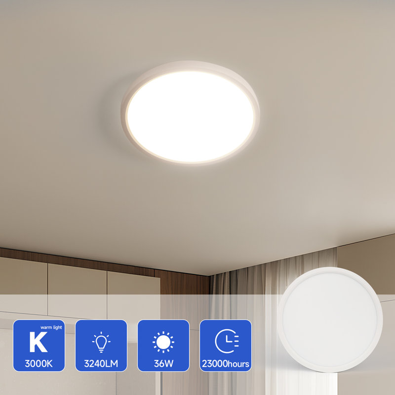 Deontee Acrylic LED Flush Mount, 3000K, 0.9" H x 11.8" W x 11.8" D