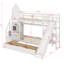 Lit superposé simple au-dessus d'un lit simple de style château avec tiroirs, tablettes et glissoire-1460179789-1460179795