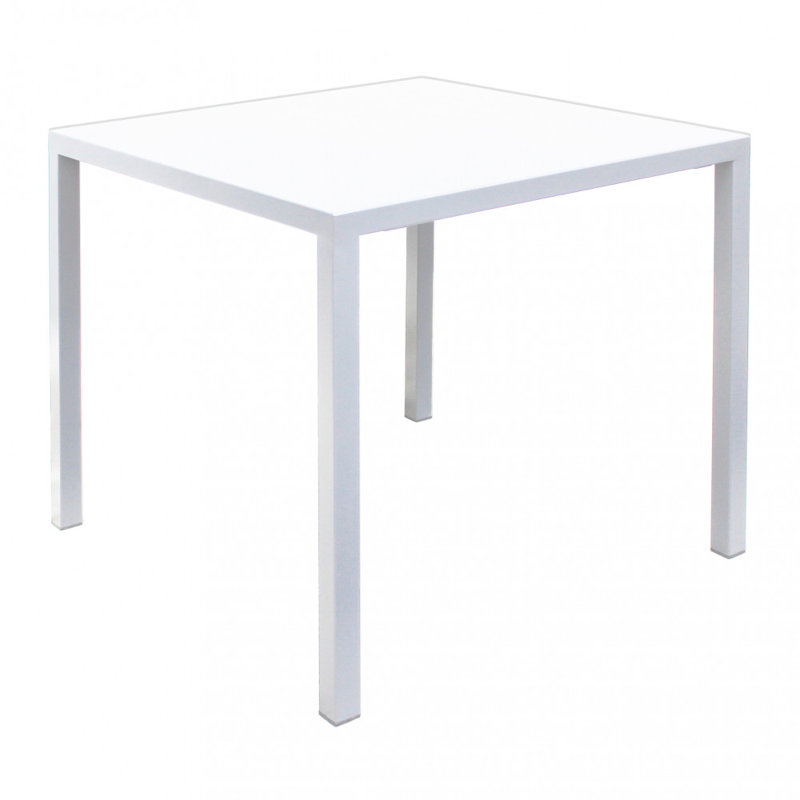 Mistee Square Metal Outdoor Dining Table , cm W cm D, White, 75cm H x 80cm W x 80cm L