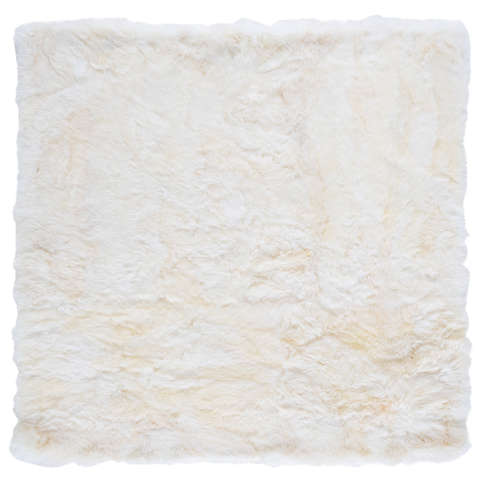 Mera Handmade Sheepskin White Area Rug, Square 5'