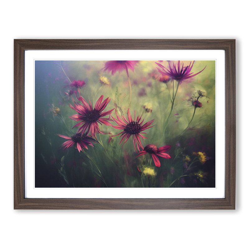 Mesmerising Wildflowers Floral 1 Piece Single Picture Frame Painting, 46cm H x 64cm W x 2cm D, Walnut