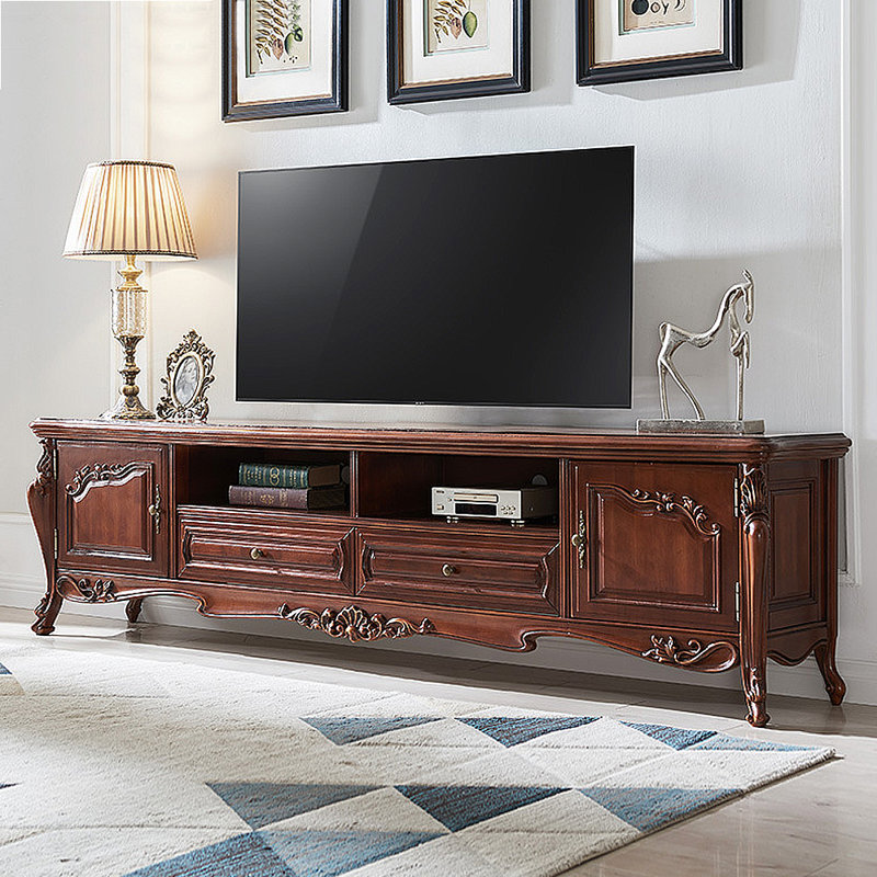 Meuble télé avec rangement American Retro, H 24,02 po x L 86,61 po x l 17,32 po