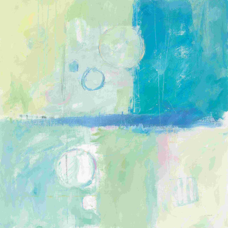 «Blue Water II» par Mike Schick - peinture sur toile tendue, H 12 po x l 12 po, Pas de tapis, Toile tendue