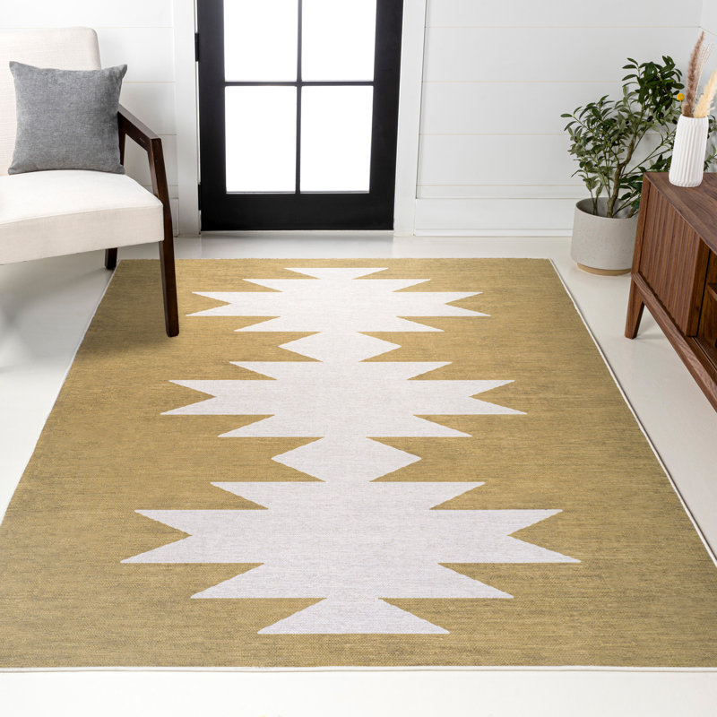 Savoy Minimalist Geometric Machine-Washable Moss/Cream Rug, Rectangle 2'11" x 5'