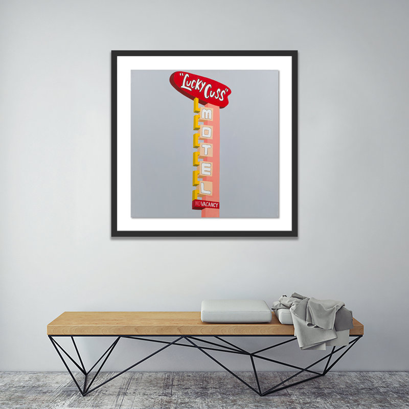Lucky Cross Motel Print by Erica Hauser, Black