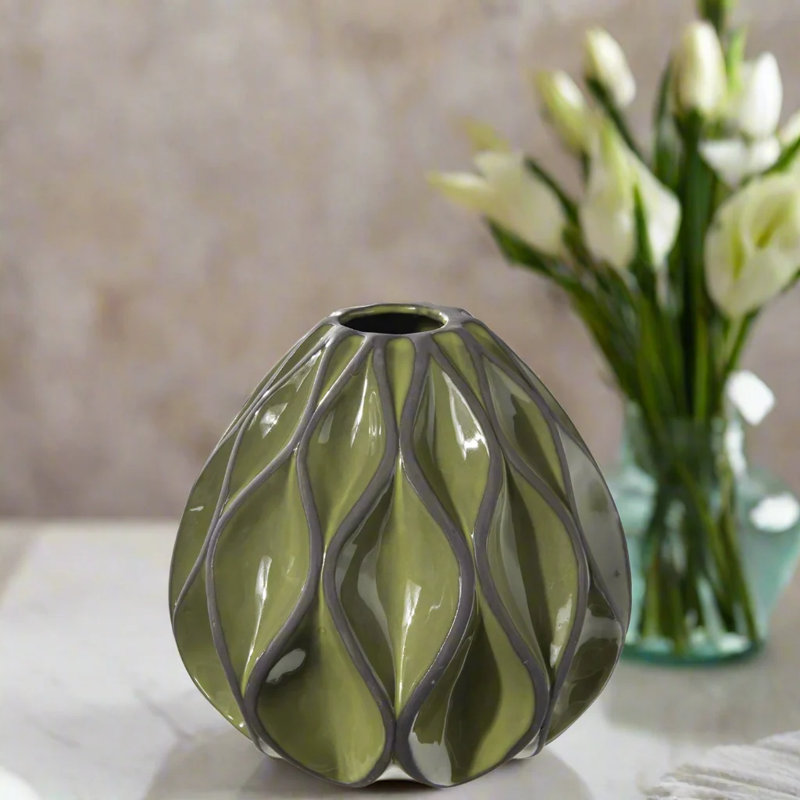 Lizarraga Ceramic / Porcelain Table Vase, Green