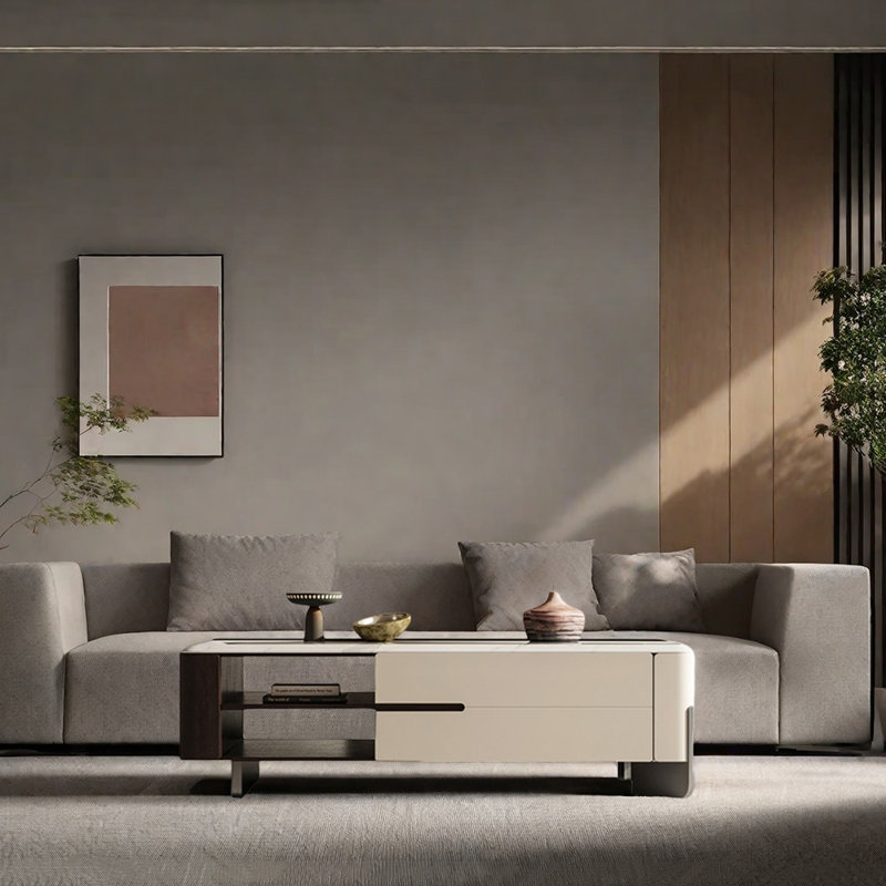 Table basse moderne en marbre minimaliste, 16.53" H x 51.18" L x 27.55" W