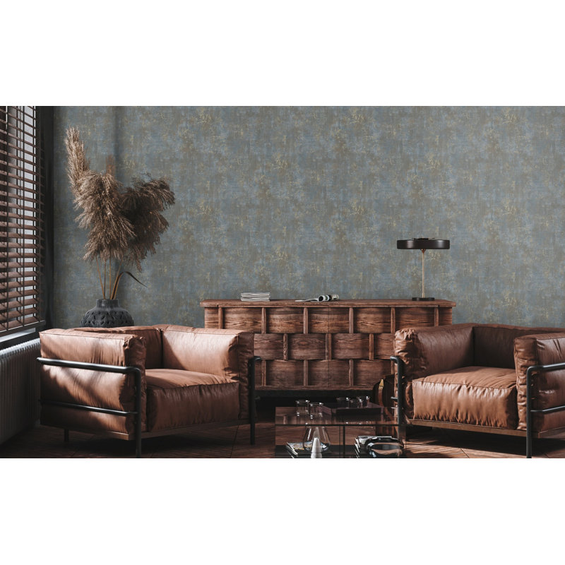 Rahnuma 10.05m x 53cm Metallic Finish Double Roll, Blue Distressed
