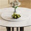 Table de salle à manger 59 "ronde en pierre frittée avec base en acier au carbone noir et plateau tournant 31,5" - pour la cuisine et la salle à manger (table seulement)-442554134-442554135