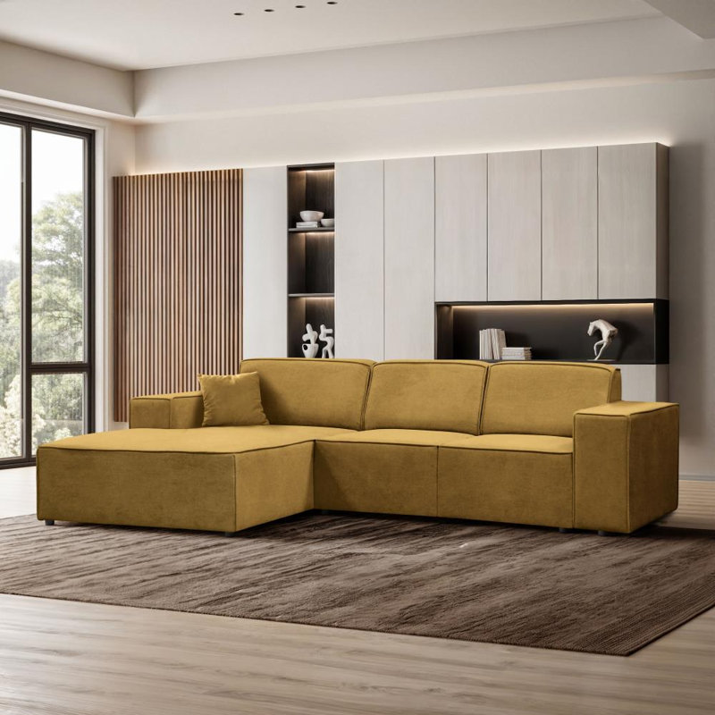Avionna 4 Seater Sofa & Chaise, Yellow, Left Hand Facing
