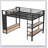 Metal Loft Bed Frame with Wardrobe, Storage Shelves, and Pegboard for Space-Saving and Multi-Functional Use