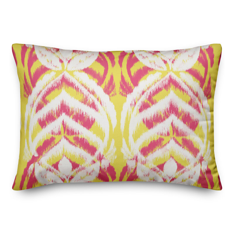 Damask Outdoor Reversible Throw Pillow, Light Yellow Floral