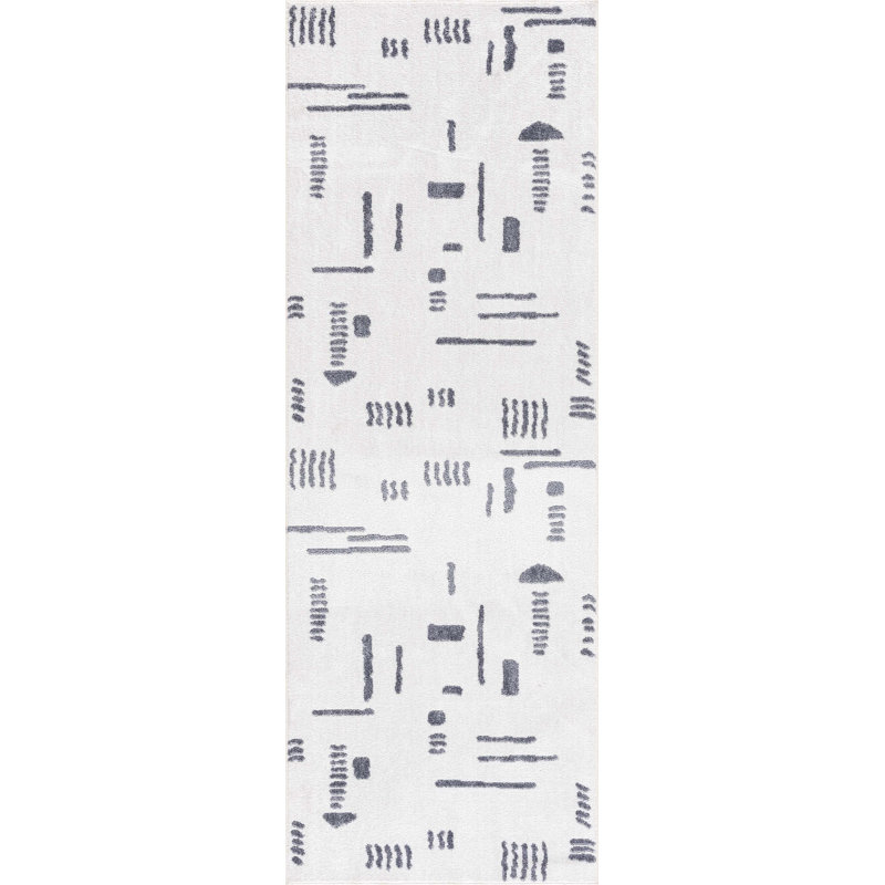 Julijana Abstract Machine Washable Cream Area Rug, Runner 2'7" x 7'3"
