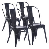 Metal Stackable Side Chair, Armless Dining Chair, Indoor Outdoor Patio Chair