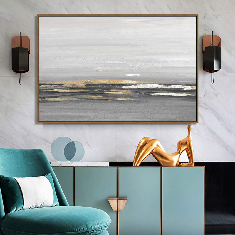 «Minimal Landscape IDEA4WALL», reproduction d'art sur toile encadrée grise, ciel abstrait, impression sur toile, décoration pour salon, chambre à coucher encadrée