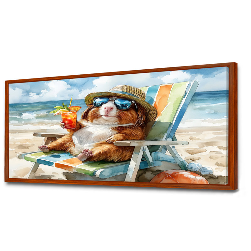 Saraland - salon d'art mural animaux côtiers, Toile avec cadre flottant brun, H 28 po x l 60 po x P 1,5 po
