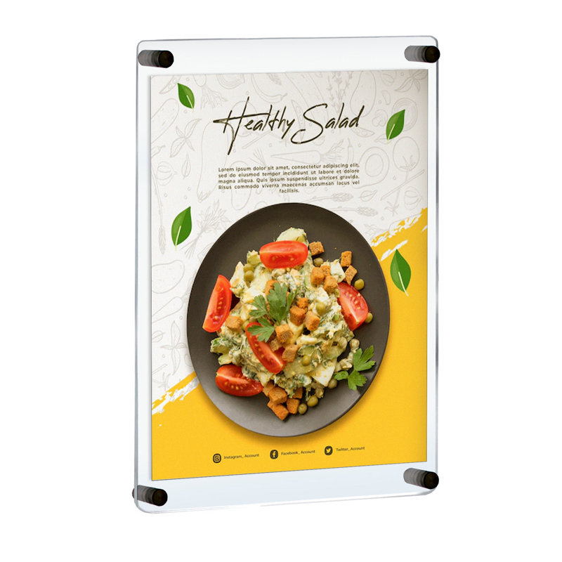 Floating Styrene Wall Frame with Rounded Edges, Black Stand Off Caps: 22" X 28" Graphic Size, Overall Frame Size: 23.5"W x 31.5''H