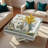 Modern Mirrored Coffee Table With Faux Diamond Inlay, Tempered Glass Top And Mirrored Stacked Base