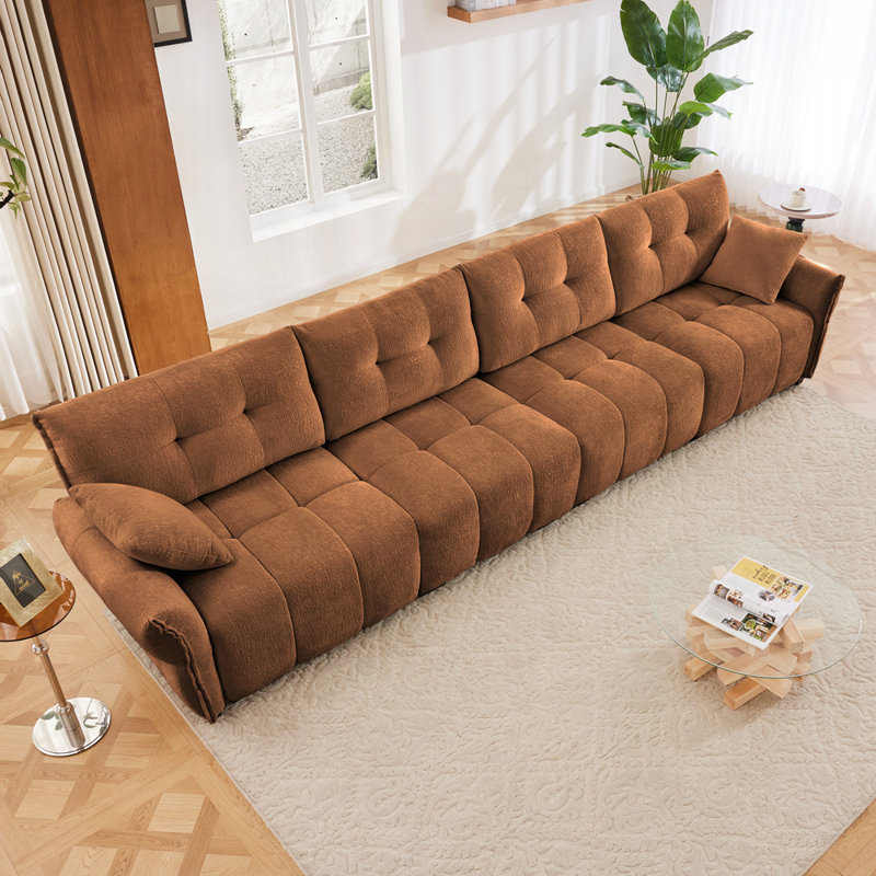 Canapé, canapé rembourré pour salon, bureau, hôtel, H 35,43 po x l 141,73 po x P 33,43 po, 4, Orange