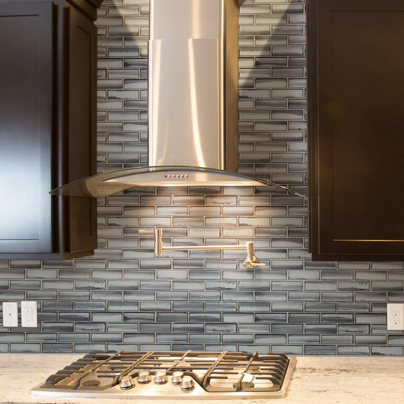 Rivella Kasumi Gris Subway 12 in. x 12 in. Glossy Glass Mosaic Wall Tile