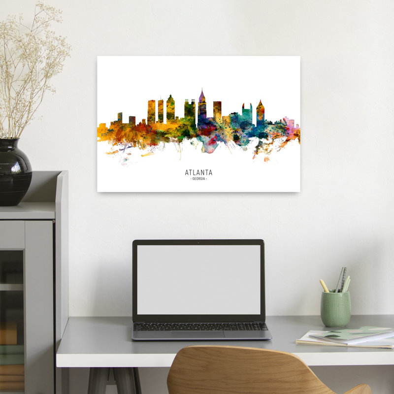 «Vibrant Atlanta Skyline», art contemporain urbain, H 16 po x l 24 po