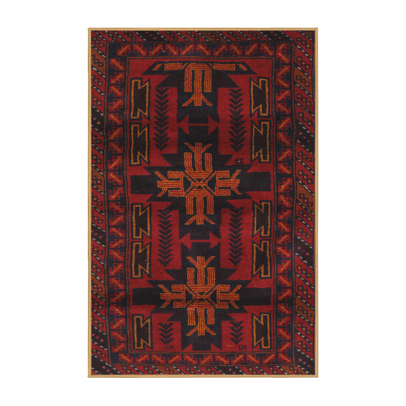 Tapis rouge / jaune Southwestern, Rectangle 7 pi x 10 pi