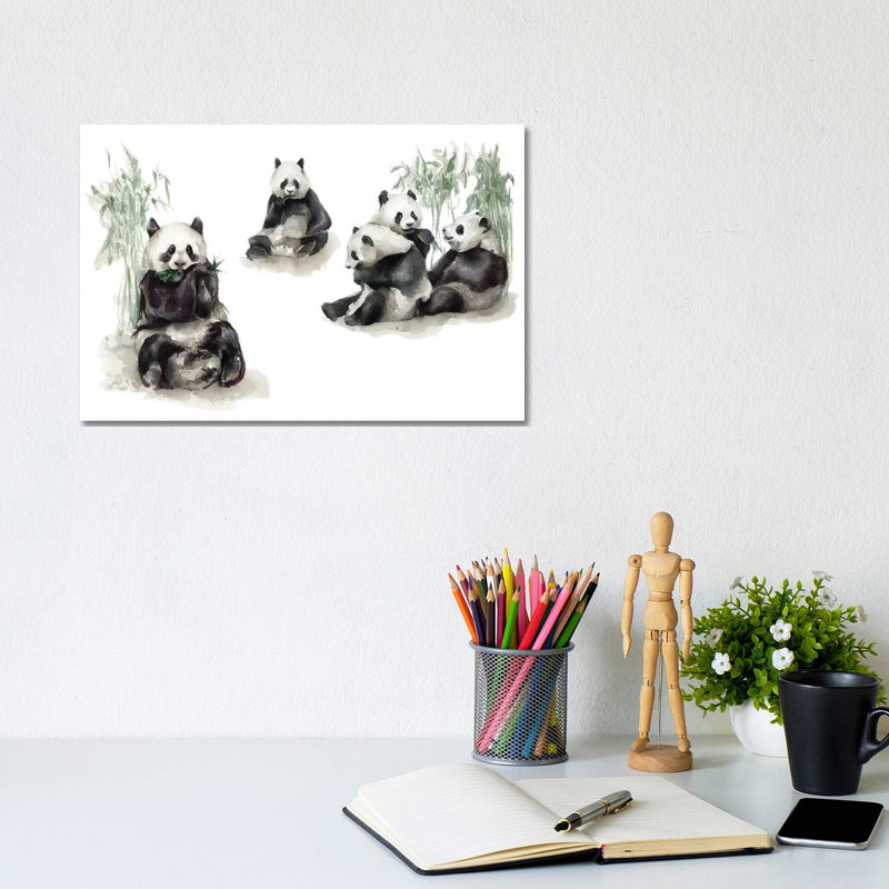 Pandas - Wrapped Canvas Painting, 20.32 cm H x 30.48 cm W