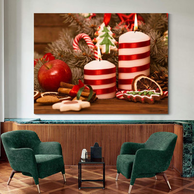 Christmas Wall Art Painting Pictures Festival Art Print On Canvas For Bedroom Living Room Home Wall Decor,Stretched And Framed Ready To Hang - 24X18 Inches