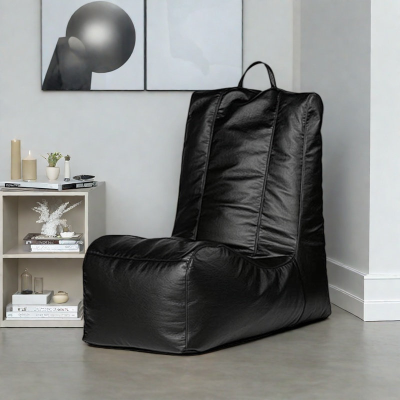 Canapé Vintage, Similicuir noir