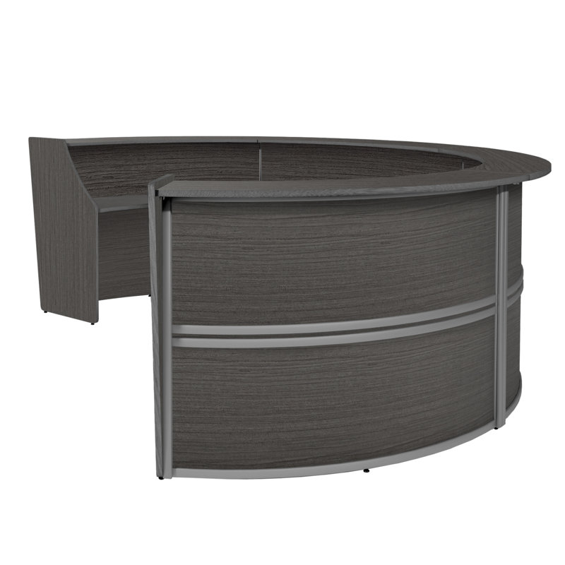Poste de travail courbé Neshelle, Gris, H 45,5 po x l 142 po x P 103 po
