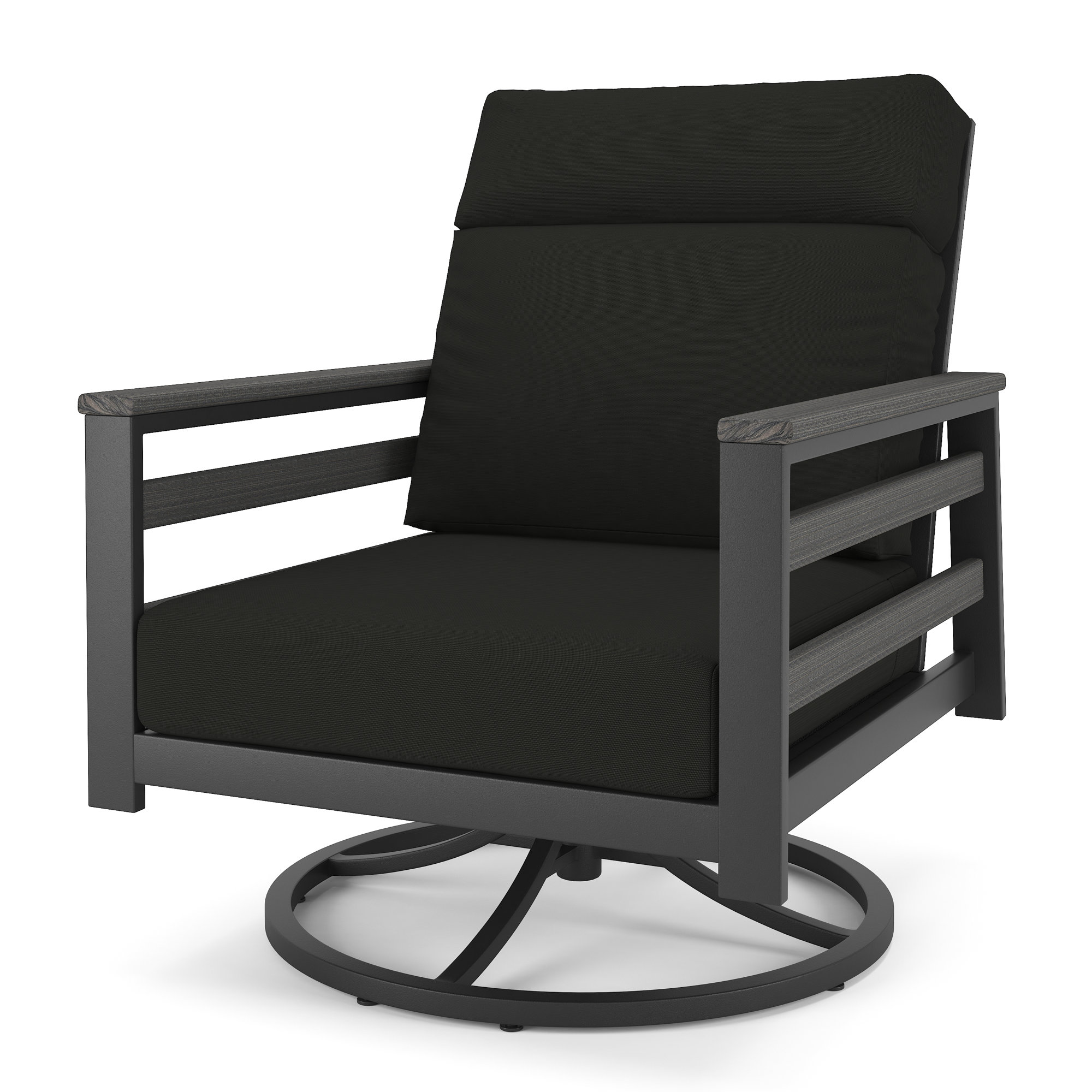 Townsend Metal Outdoor Rocking Chair With Sunbrella Cushion, Canvas Black, Gray
