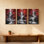 Plantes et fleurs, feuilles rouges, cascade, noir et blanc, ensemble de 3 reproductions d'art sur toile
