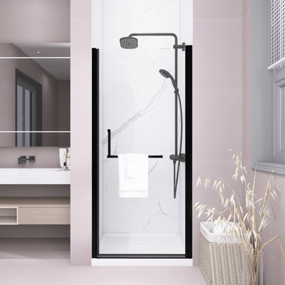 34" - 35 3/8" X 72" Semi-Frameless Pivot Shower Door With 1/4" Tempered Glass
