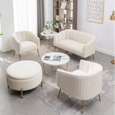 Mariantonietta 4 Piece Velvet Living Room Set by Mercer41