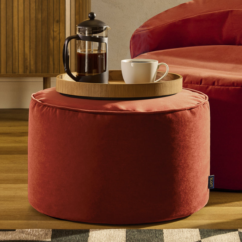 Milano 55Cm Wide Velvet Round Pouffe Ottoman, Brown