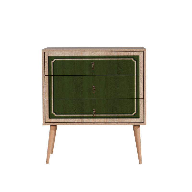 Commode 3 tiroirs l 31,5 po Bostick, Vert / beige
