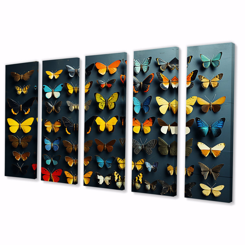 Art mural coloré, papillons volants colorés, H 32 po x l 80 po