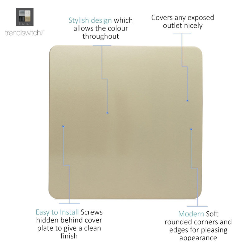 Trendi Switch Single Blanking Plate, Champagne Gold