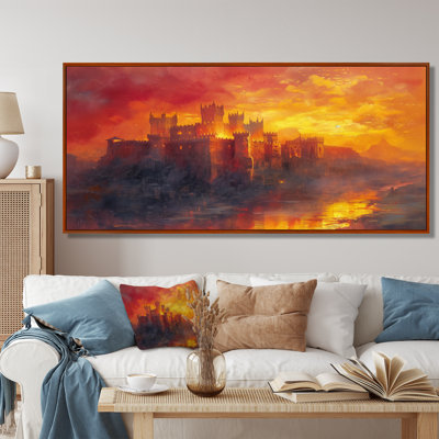 Mystic Red Yellow Fortress Of Power I - Fortresses Wall Art Living Room
