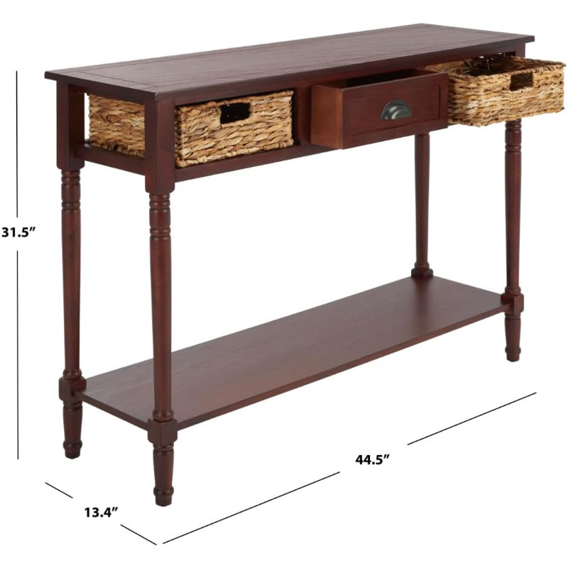 Home Collection Christa Cherry 3-Drawer Storage Console Table