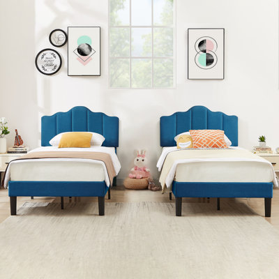 Upholstered Adjustable Headboard Twin Size Bed Set of 2