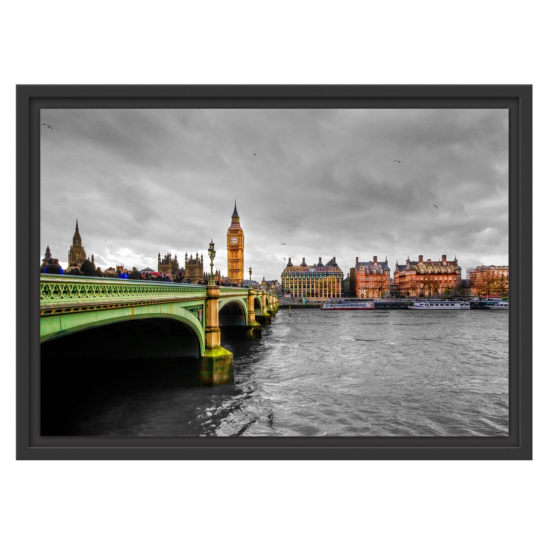 Gerahmtes Wandbild London mit Themse und Big Ben